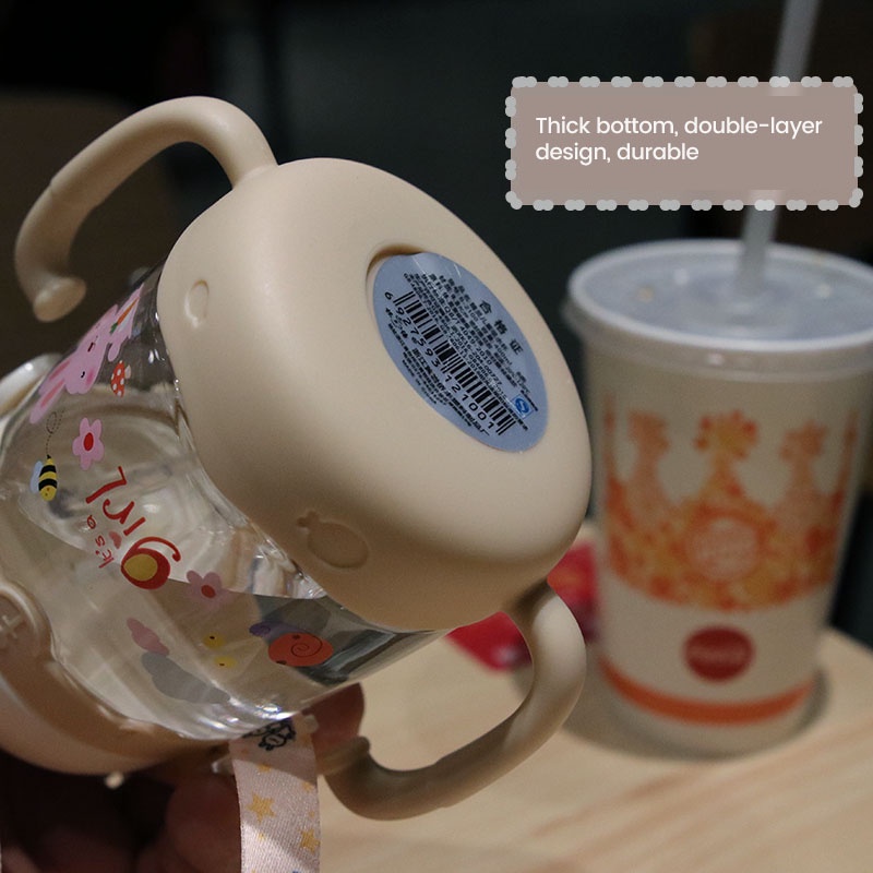 Bình Nước 400ml Trong Suốt Chống Rò Rỉ Kèm Ống Hút Dễ Thương Cho Bé