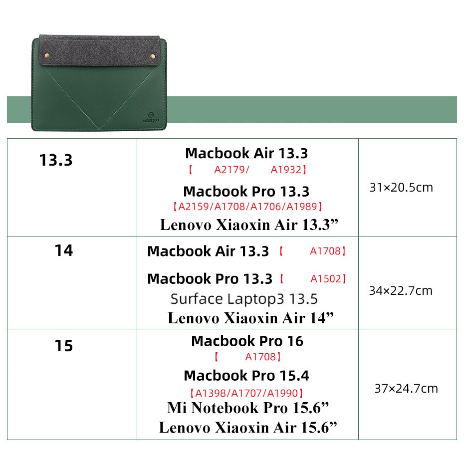 Túi đựng MacBook, laptop, Surface chất liệu PU - Oz143