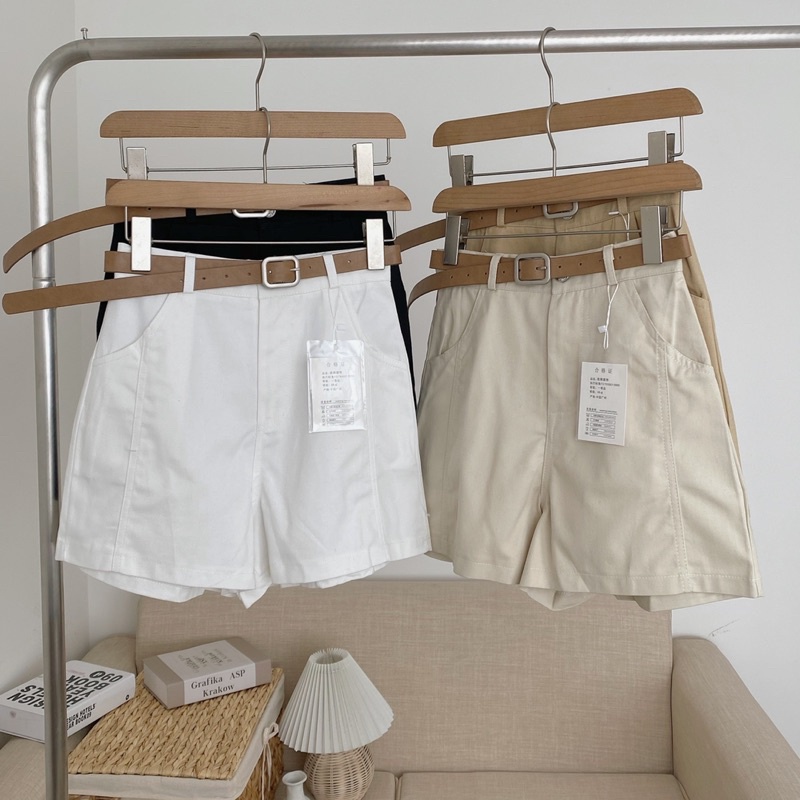 Quần short chất kaki cạp cao tôn dáng hàng QC kèm thắt lưng quần đùi nữ Cuastore.vn
