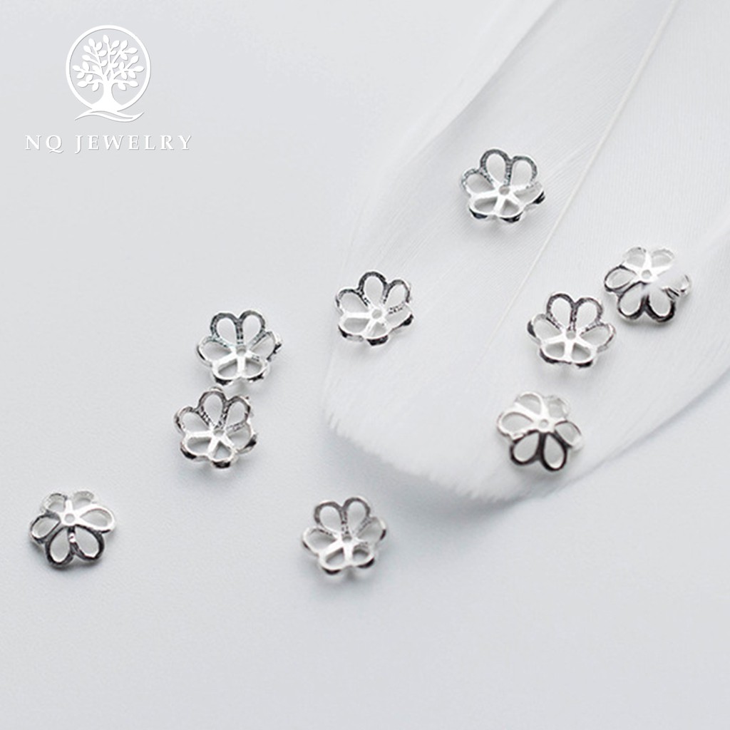 Charm bạc trắng chụp hạt hoạ tiết hoa văn - NQ Jewelry