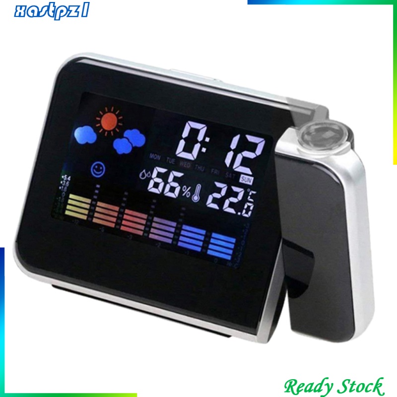 Đồng Hồ Để Bàn Tích Hợp Đèn Led Chiếu Giờ / Nhiệt Độ Có Cổng Sạc Usb Màu Đen