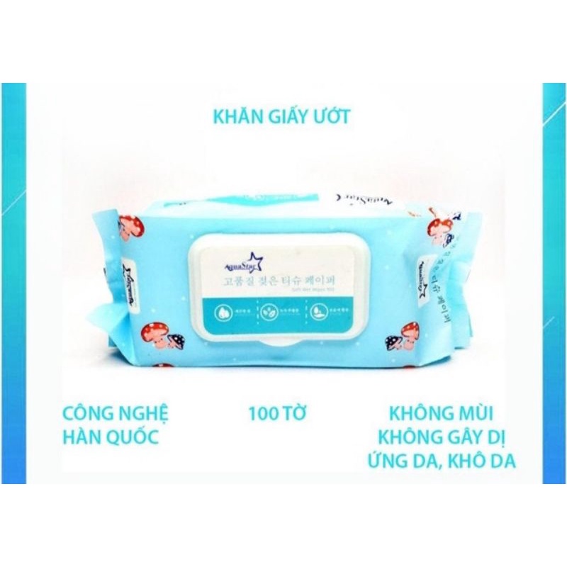 Khăn ướt không mùi AquaStar [gói 100 tờ]