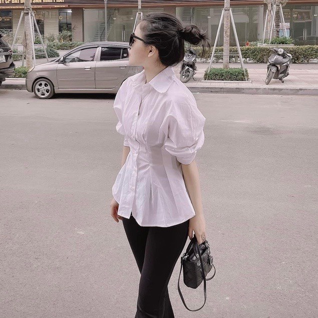 [Ảnh thật/Video] ÁO SƠ MI CHIẾT EO TÔN DÁNG ÁO SƠ MI TRẮNG KHÔNG NHĂN