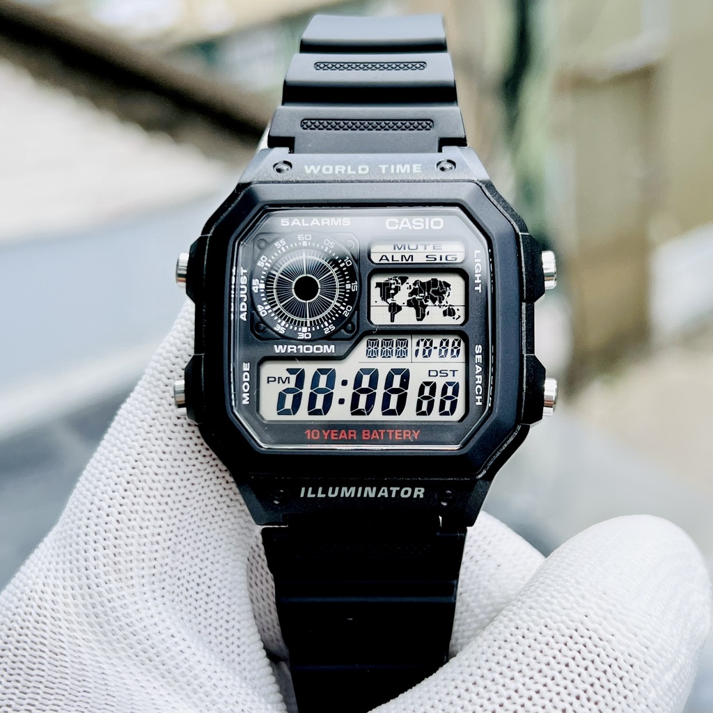 Đồng hồ điện tử nam dây nhựa Casio AE1200WH 1A