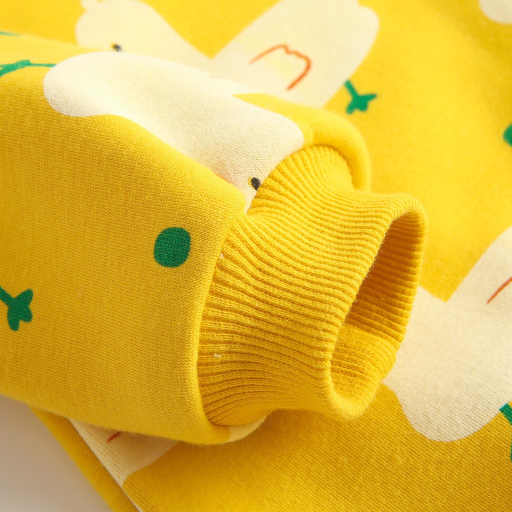 Sanlutoz đứa bé Áo Liền Quần Tay Dài Chất Liệu Cotton In Họa Tiết