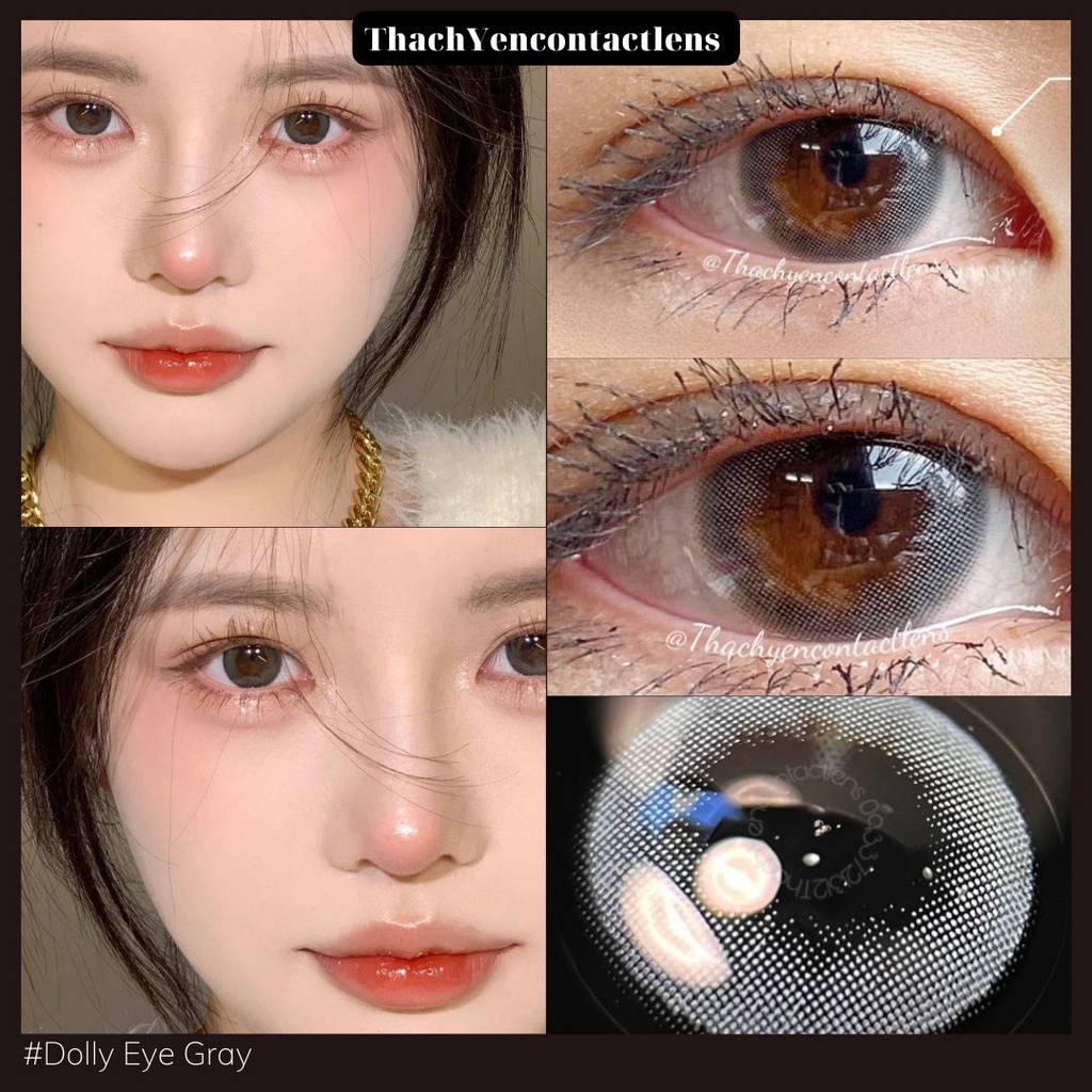 Lens Mắt Dolly Eye Xám Trong Tự Nhiên giãn nhỏ - 0-10 độ kính áp tròng