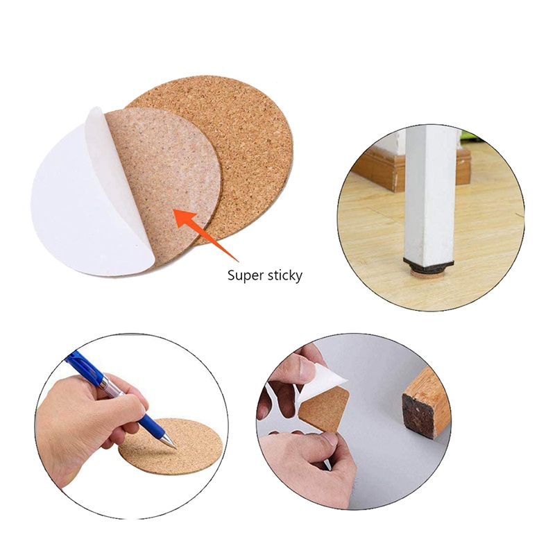 Bộ 80 Miếng Lót Ly Nút Bần Tròn Tự Dính Dùng Làm Đồ Thủ Công DIY