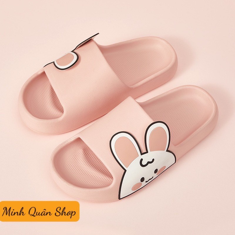 Dép Lê Bành Mì Nam Nữ Unisex Thỏ Đế Cao 3cm Quai Ngang Động Đế Trẻ Trung Năng Động