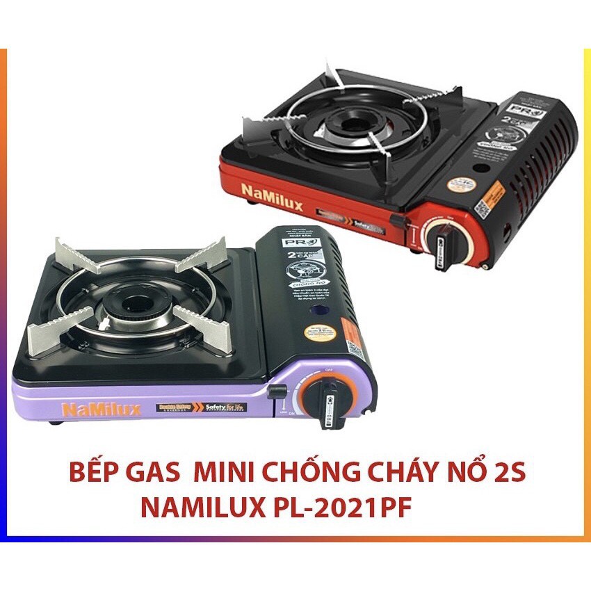 [Mẫu Mới] Bếp Ga Mini Namilux 2S Chống Cháy Nổ PL-2021PF - Hàng Chính Hãng (Bảo Hành 12 Tháng)