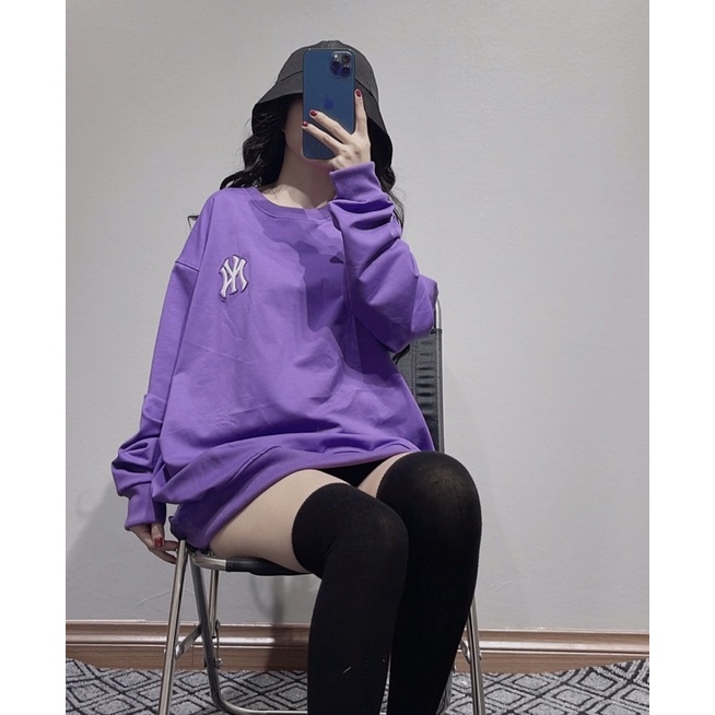 Áo hoodie nữ dáng oversize thêu logo chất đanh mịn Màu tím M221978