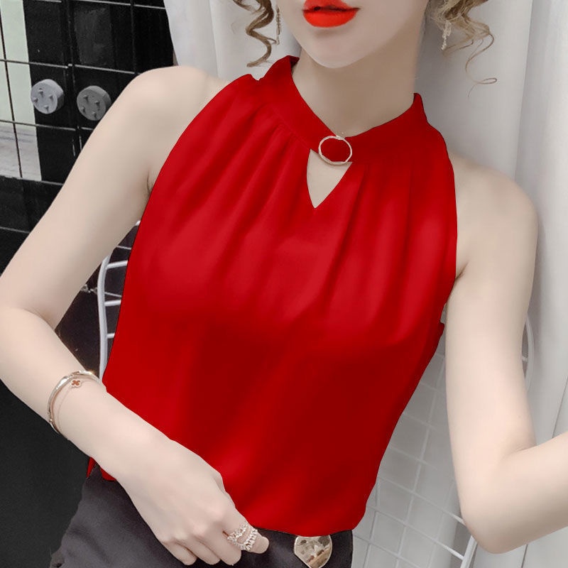 Áo chiffon Sát Nách Cổ Yếm Thời Trang Mùa Hè 2022 Cho Nữ