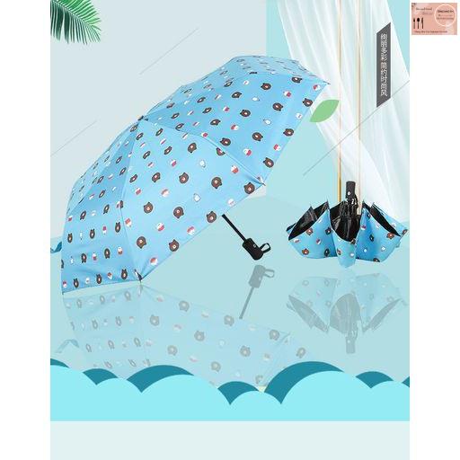Ô dù gấp gọn mini , Ô dù che mưa hình gấu Brown dễ thương , Vải dù cản tia UV