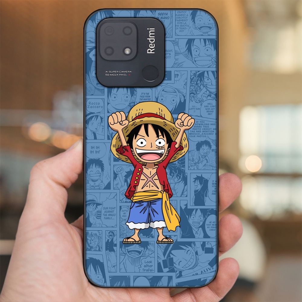 Ốp lưng Xiaomi Redmi 10C viền đen in hình Luffy One Piece