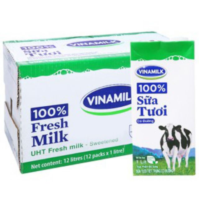 THÙNG 12HỘP SỮA BÒ TƯƠI VINAMILK 1L {ĐỦ VỊ }