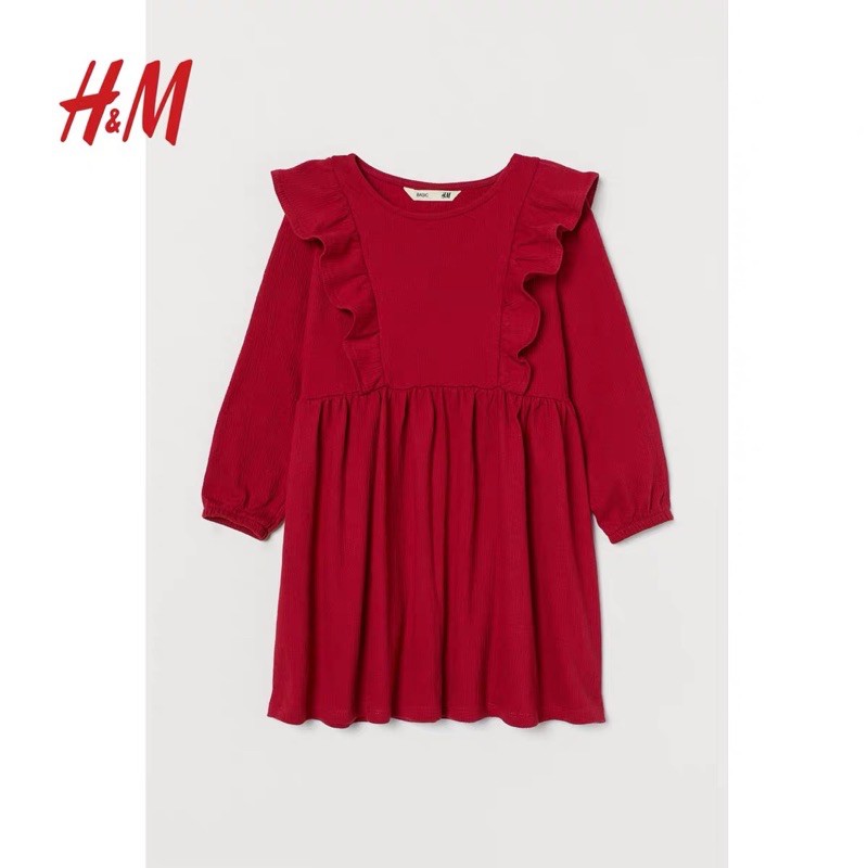 Váy viền bèo dài tay H&amp;M auth 1-10Y (có ảnh thật)