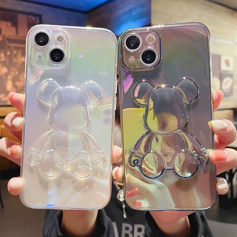 Ốp Điện Thoại Trong Suốt Chống Sốc In Hình Gấu Dễ Thương Cho iPhone 13 12 11 Pro X XS XR