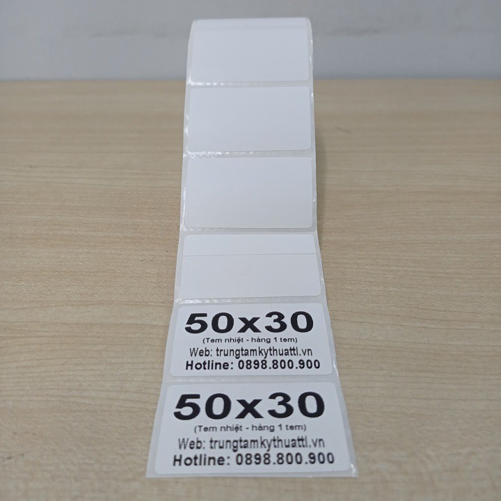 Combo 10 cuộn giấy in tem trà sữa 50*30 dài 30m được 1000 tem/cuộn