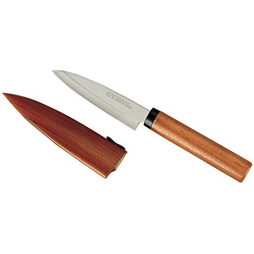 Dao gọt hoa quả có nắp đậy, cán gỗ