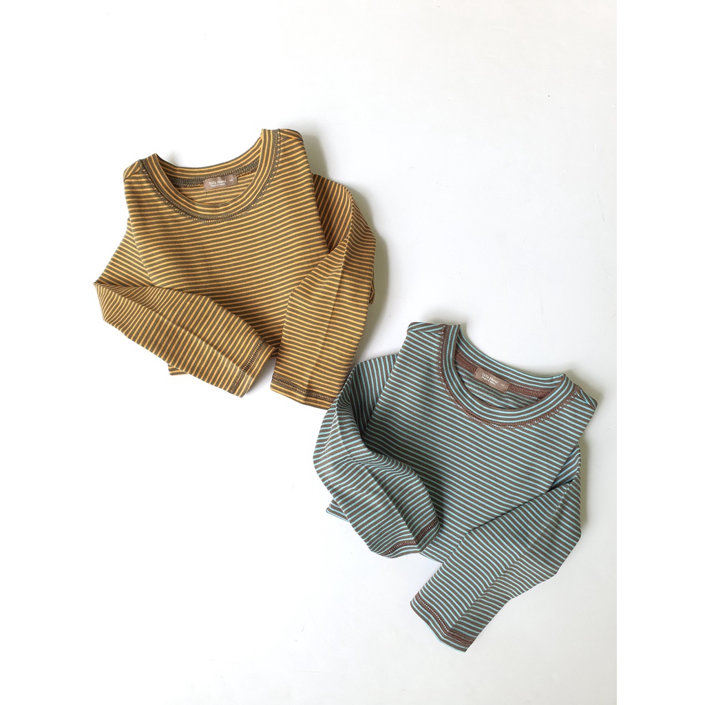 MOA2350 Áo thun dài tay kẻ 2 màu