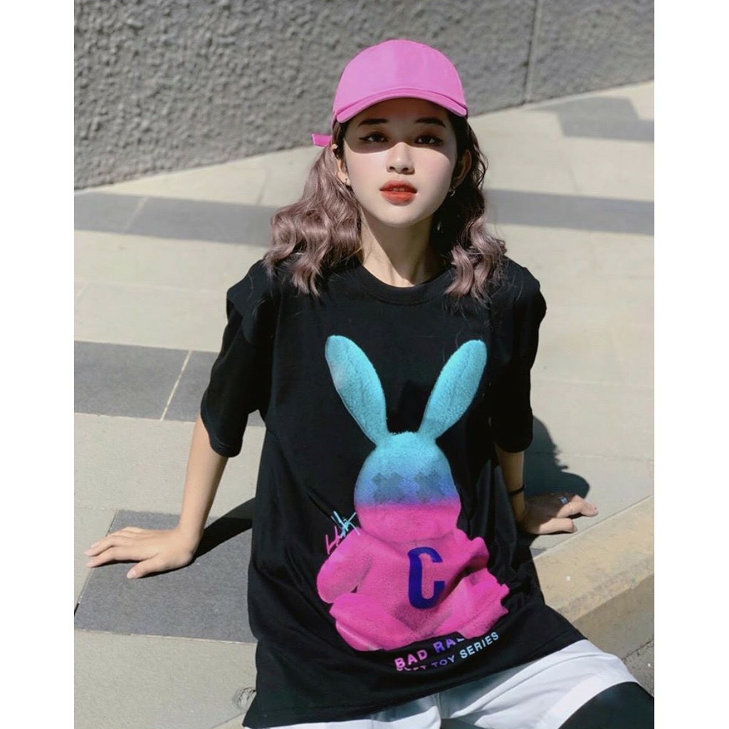 Áo phông Oversize Unisex Bad Rabit đen phong cách trẻ trung năng động