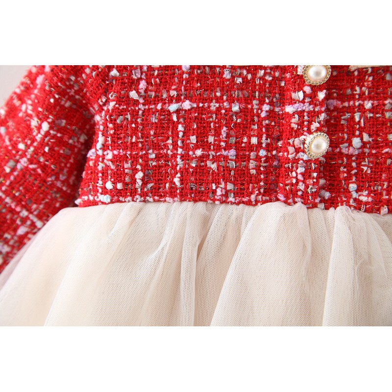 Đầm bé gái đỏ lót lông thu đông