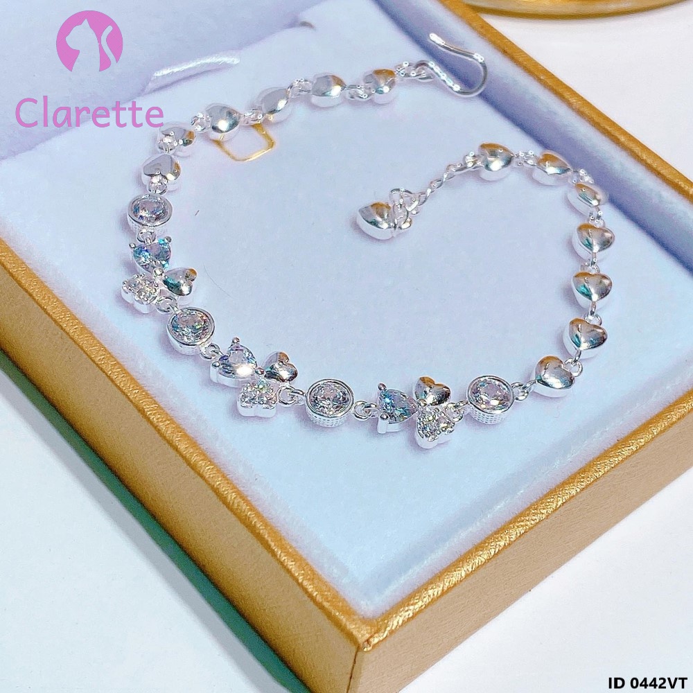 Vòng tay bạc hình cỏ ba lá Clarette 0442VT