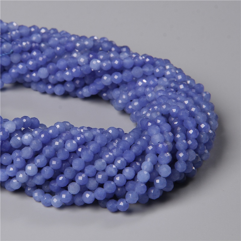 Chuỗi Hạt Đá Mã Não Tự Nhiên 3 / 4mm Màu Xanh Dương Cỡ Nhỏ Dùng Làm Trang Sức Vòng Tay / Vòng cổ Cho Nữ