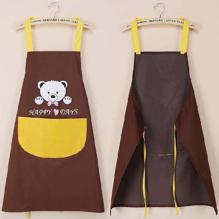 Tạp dề vải dễ thương bền đẹp in hình gấu dễ thương HAPPY DAYS