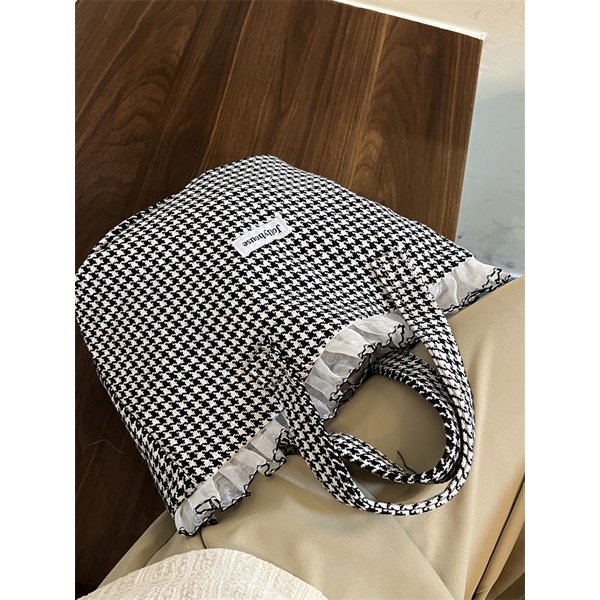 Jiashucheng Túi Xách Vải Canvas Cỡ Lớn Phối Ren Thời Trang Xuân Hè