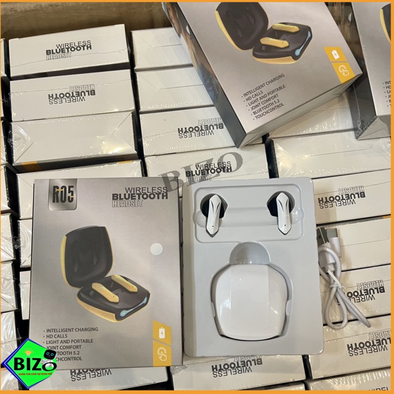 Tai nghe BLUETOOTH GAMING R05, không trễ âm BLUETOOTH V5.2, Âm thanh vòm, Chống nhiễu, LED siêu đẹp