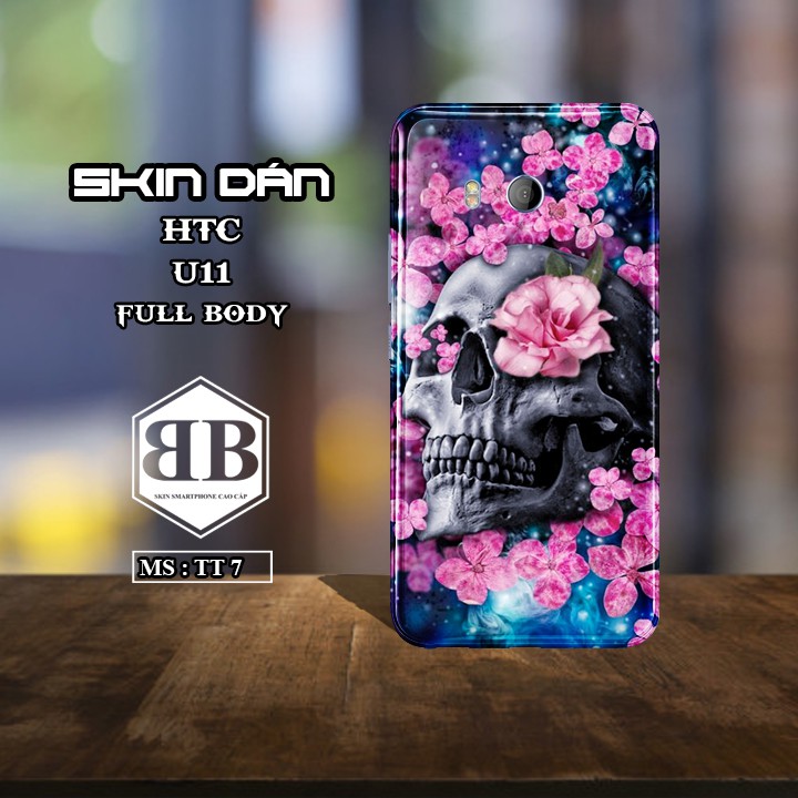 Bộ Skin Dán Cho HTC U11 Full Lưng Viền, Dùng thay ốp lưng cực chuẩn in hình tử thần