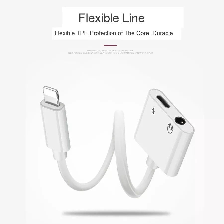 2in1 Audio Adapter charging Earphone Cable For iPhone 6 7 8 Aux Jack headset For Lightning 3.5 mm To Headphone splitter