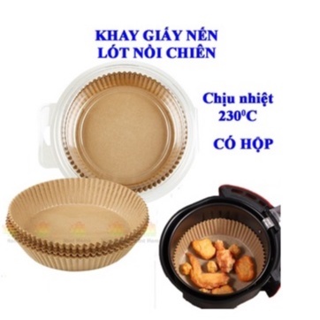Set 50 khay giấy nến vàng thấm dầu lót nồi chiên