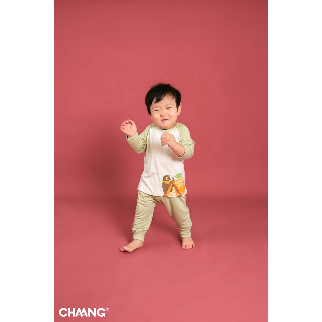 [CHAANG] Bộ quần áo dài tay raglan Park xanh lá