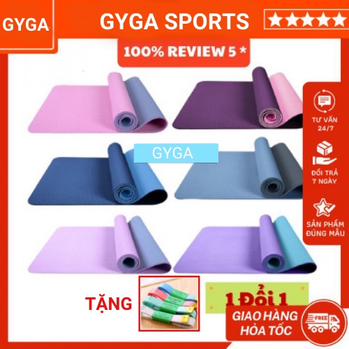 Thảm tập yoga định tuyến TPE chống trượt 6mm 8mm cao cấp tặng kèm túi đựng thảm tập thể dục GYGA
