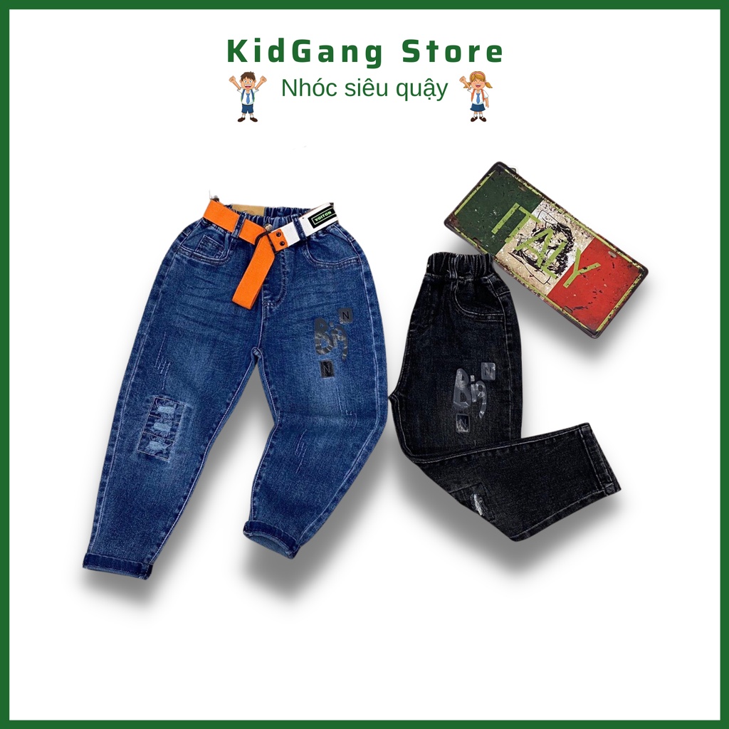 Quần jean bé trai, Quần bò bé trai 18-24kg KIDGANG jean rách