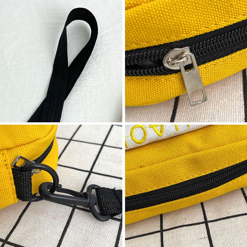 Túi Đeo Chéo Canvas Dáng Vuông Nhỏ Màu Tương Phản Thời Trang Cho Nữ