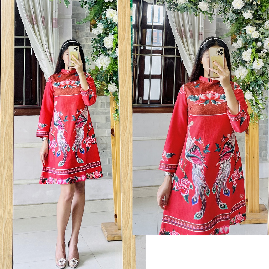 Váy họa tiết Tết Hà Cúc - Váy xinh diện Tết