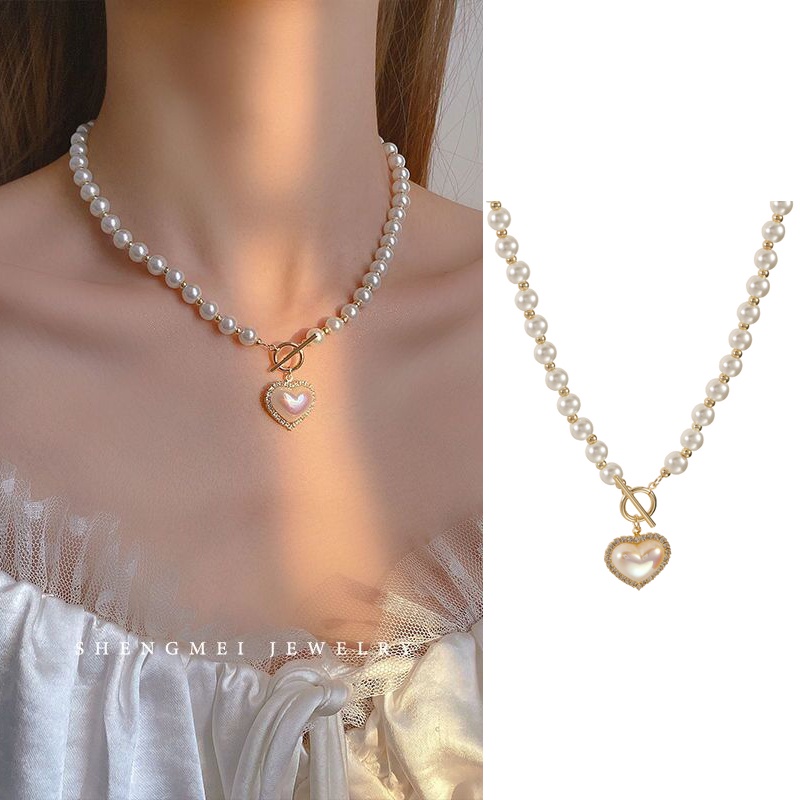 iF YOU Vòng cổ mặt hình bướm đính ngọc trai phong cách Hàn Quốc thời trang cho nữ