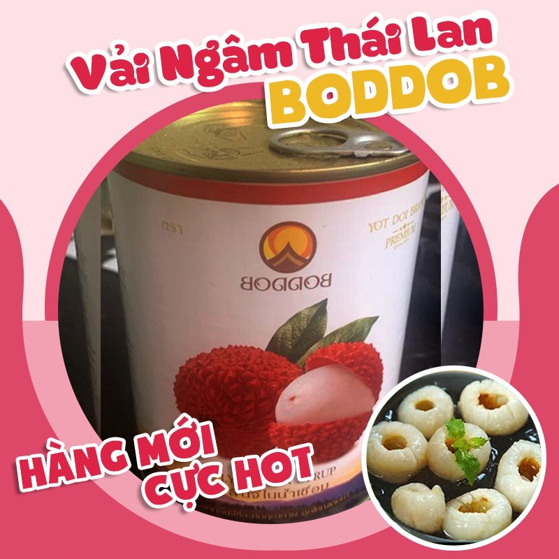 Vải ngâm BODDOB Thái Lan hộp  565g