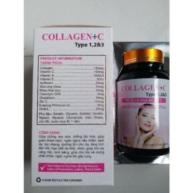 ĐẸP DA SÁNG DA - COLLAGEN + C 60 viên sữa ong chúa, nhau thai cừu