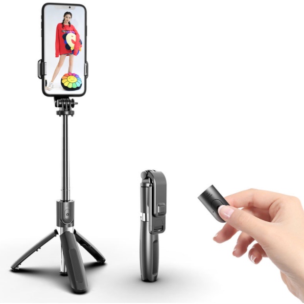 Gậy tự sướng Selfie L02 , gậy chụp ảnh 3 chân đa năng gấp gọn , chụp hình bằng remote Bluetooth 4.0