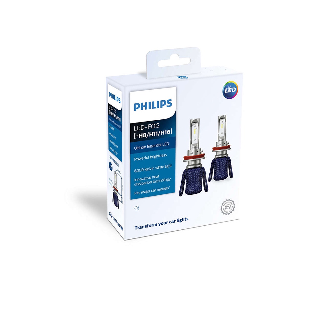 Đèn pha Philips Ultinon Essential LED chân H4 - H7 - H11 - HB3/4 - HS1 12V/17W - 6000K - Tăng sáng 100%