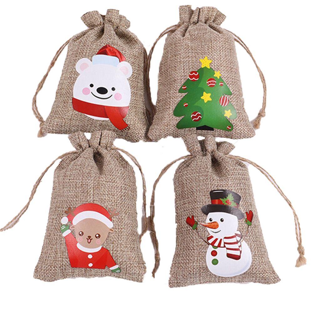 Túi Dây Rút Đựng Kẹo / Trang Sức In Họa Tiết Ông Già Noel Trang Trí Tiệc Cưới / Giáng Sinh