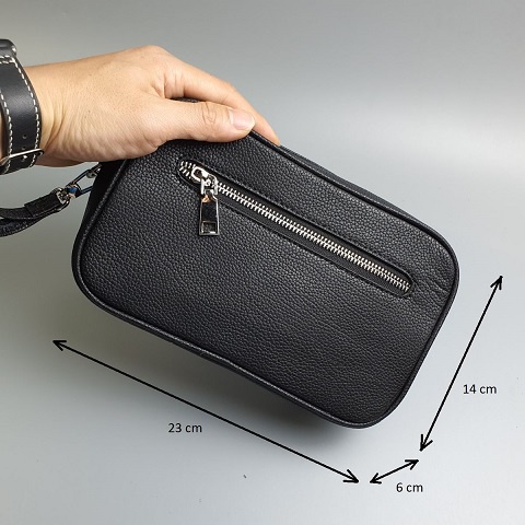 Túi Golf cầm tay, Clutch nam nữ, Túi cắp nách dự tiệc da bò có khoá số an toàn khâu tay thủ công da thật 100%