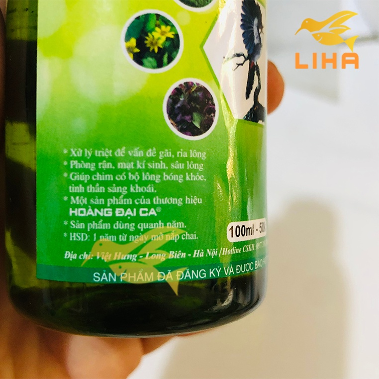 Nước Tắm Chim Cảnh Nhất Hoàng 100ml - Chiết Xuất Trà Xanh Hoàng Đại Ca