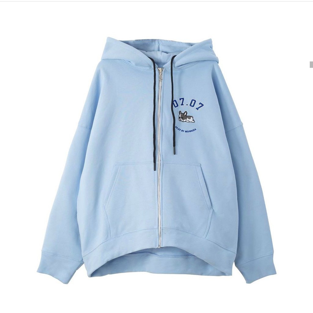 Áo khoác chống nắng có nón form rộng nam nữ ULZZANG style ❤️ HOODIE ZIP THÊU 07.07  VIVU123STORE   HOD135