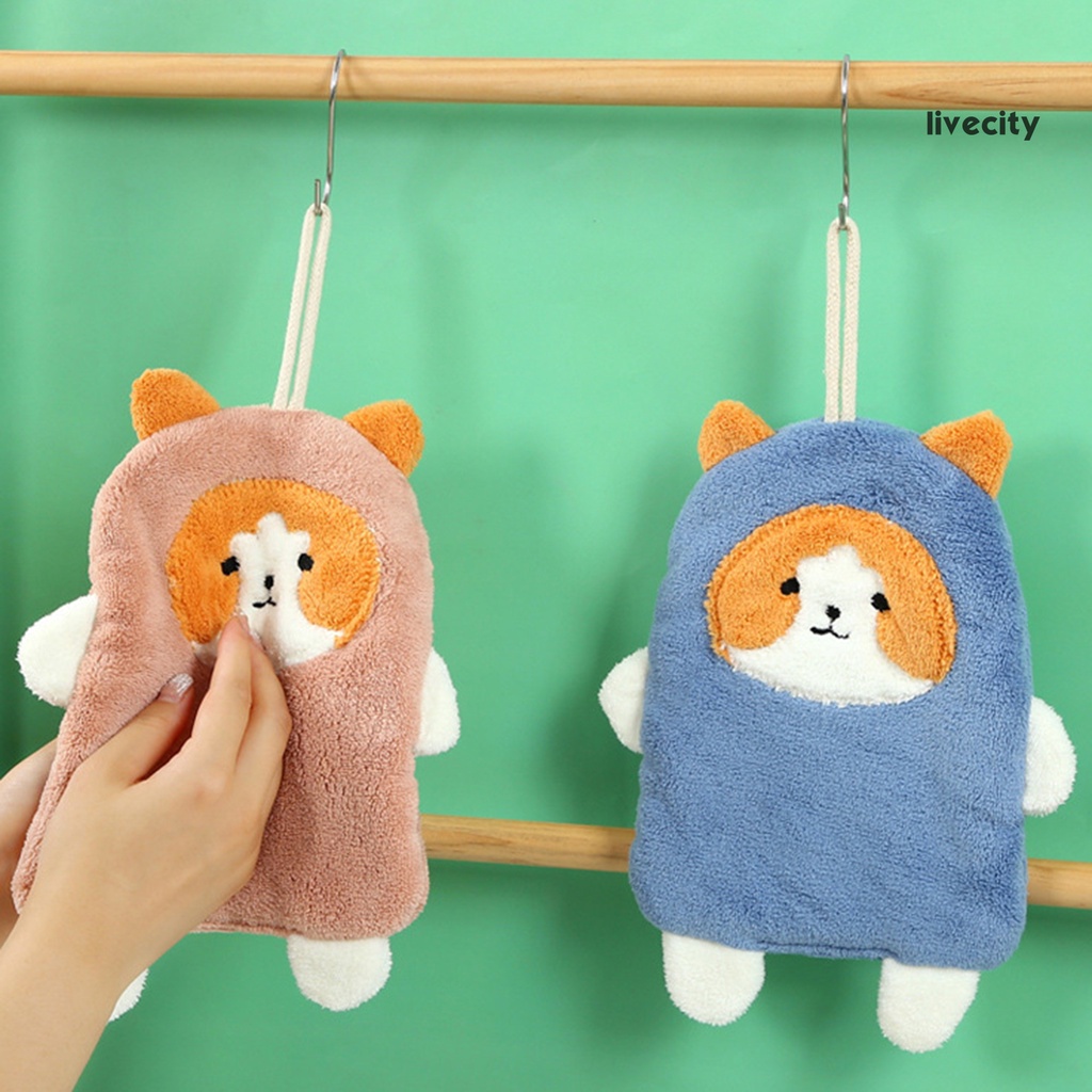Khăn Lau Tay Nhà Bếp Nhà Tắm Hình Chú Cún Treo Tường Dễ Thương