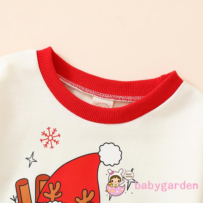 Áo Liền Quần Tay Dài In Họa Tiết Hoạt Hình Giáng Sinh Cho Bé 0-18 Tháng Tuổi