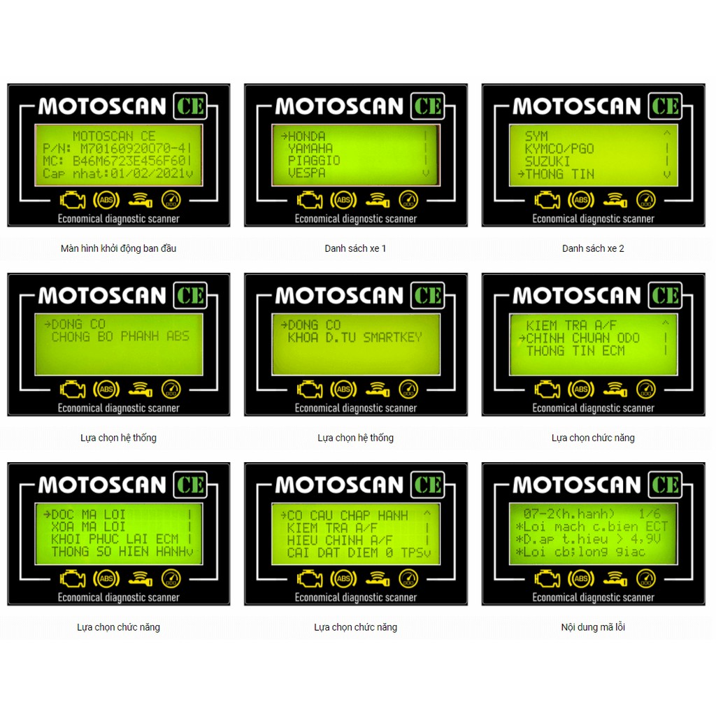 Máy Đọc Lỗi Xe Máy Fi MOTOSCAN CE chẩn đoán, kiểm tra, hiệu chỉnh, sửa chữa lỗi hệ thống động cơ, ABS; SMARTKEY